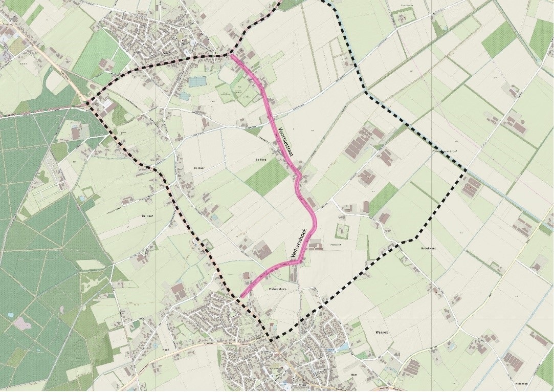 Kaart met het ontwikkelgebied Wanroij Sint Hubert